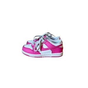 Nike Dunk Low Shoes Kids Size 13C Pink White Leather Sneakers FB9108-102